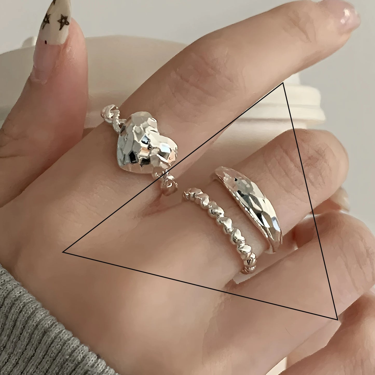 VENTFILLE 925 Sterling Silver Flower Lace Ring Korean Fashion Opening Inlaid CZ Adjustable Rings Valentine's Day Gift