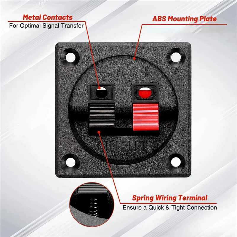 APPLIA-12PCS Speaker Box Terminal Cup, Spring Square Subwoofer Box Terminal Binding Post Connector For DIY Home Car Speaker
