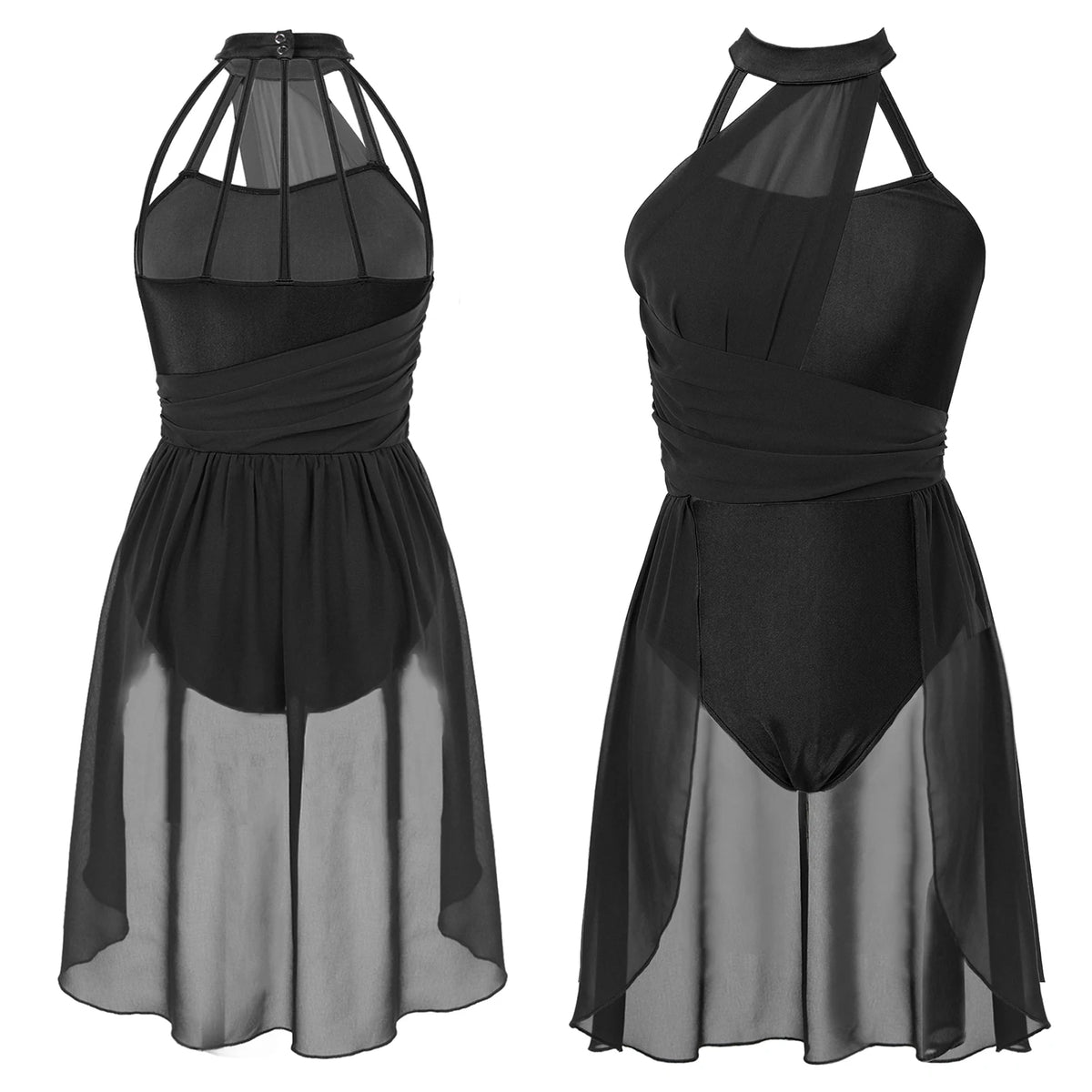 Women's ruched chiffon contemporary lyrical dress