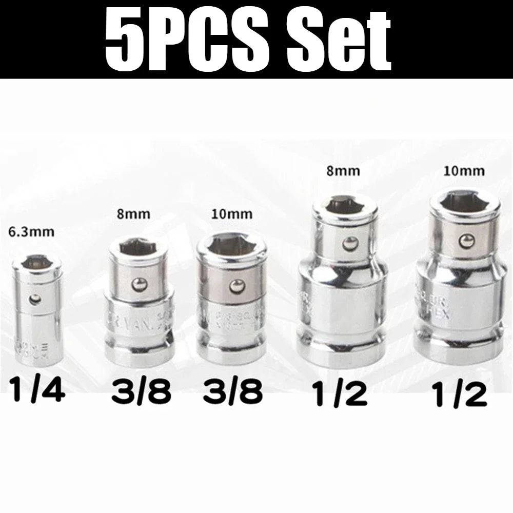Socket Wrench Adapter, Square Ratchet Reducer Set Drill Sockets Bit Hex Holder 1/2 to 3/8 to 1/4 Double Head Conversion Kit