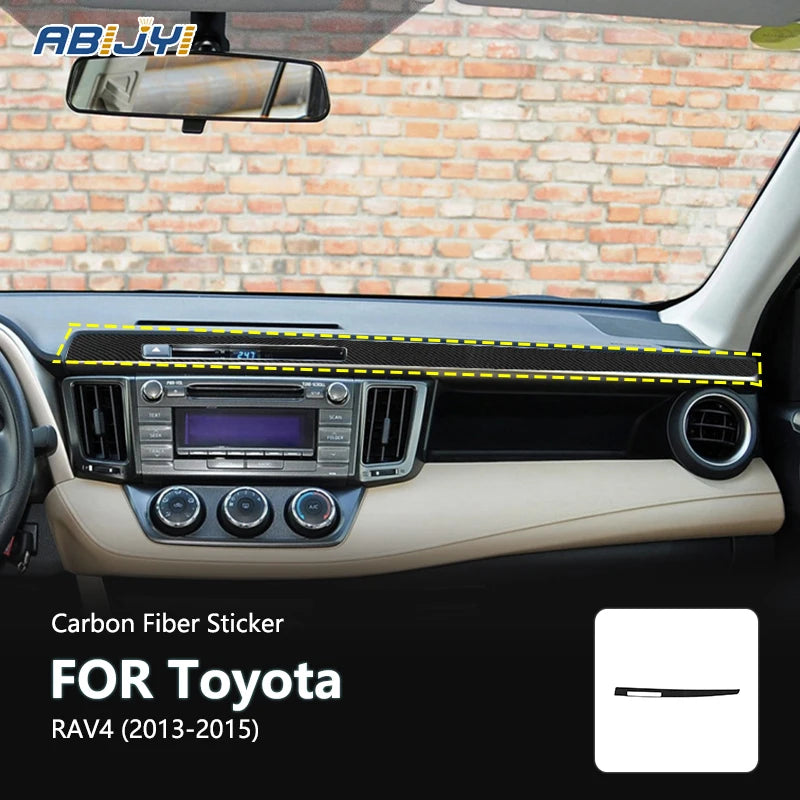 For Toyota RAV4 2013 2014 2015 New Carbon Fiber Interior Passenger Dashboard Decoration Sticker Decal Car Accessories