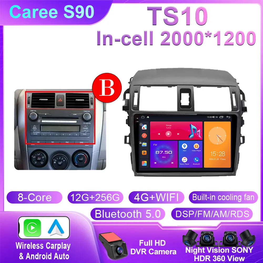 Android 14 For Toyota Corolla 2006 2007 2008 2009 2010 2012 2013 Carplay stereo Car Radio Navigation GPS Multimedia video NO DVD