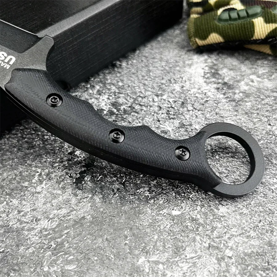 New Styles TOPS with Sheath Outdoor Straight Knife G10 Handle 8Cr13Mov Blade Camping Hunting Self-defense Multi-fuctional Tools
