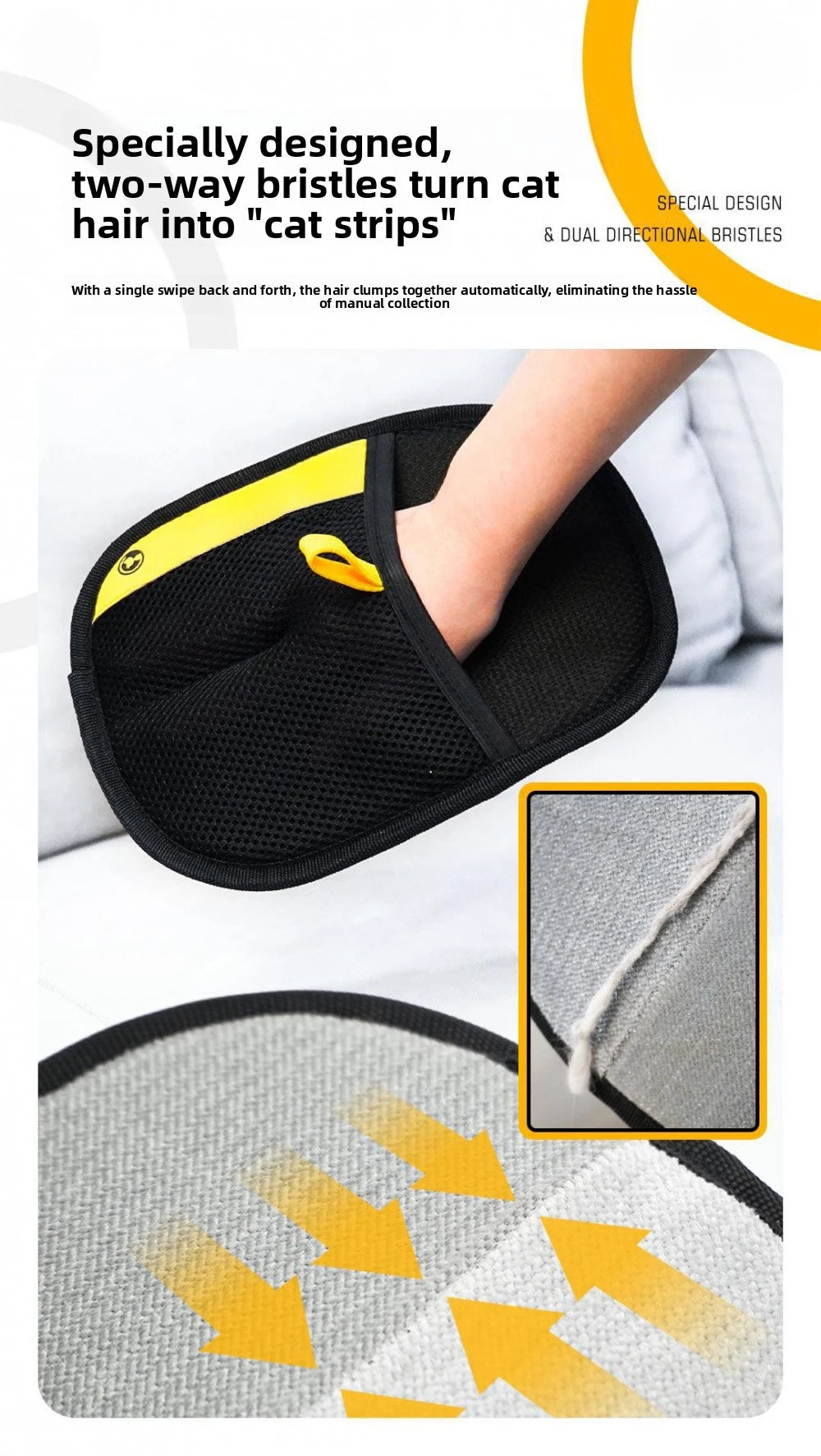 Pet Hair Removal Kit – Sticky Roller, Static Brush & Grooming Gloves for Cat & Dog Fur on Furniture, Car & Clothing