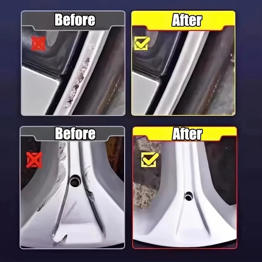 Car Wheel Rim Scratch Refurbishment Paste, Tire Rim Scratch Paint Repair Paste - Black And White Silver Aluminum Alloy Rim/988v*