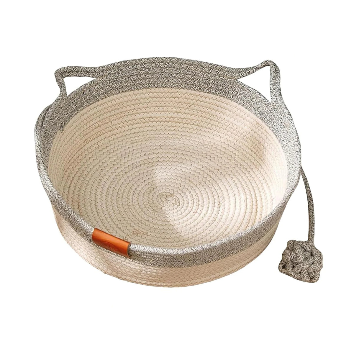 Japanese Pet Cat Bed Round Hand Woven Rattan Cat Beds Summer Cooling Cats Nest Sleeping House Cotton Rope Cat Scratching Baskets