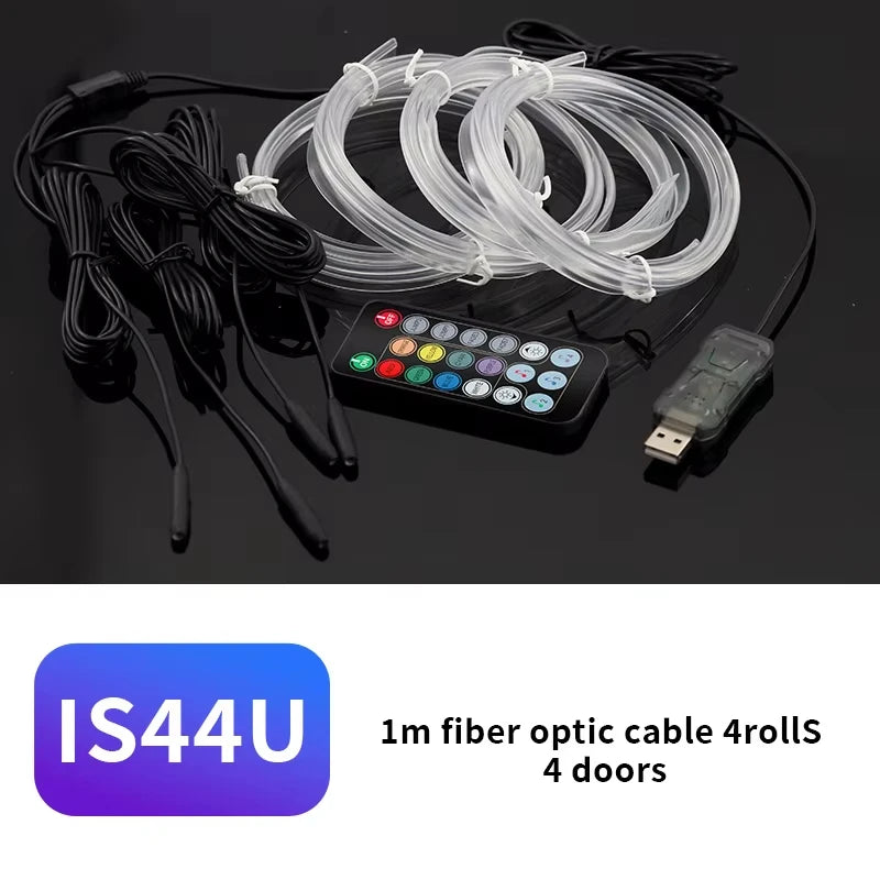 RGB Fiber Optic Car Ambient Light Strip with Music Sync (2-5m)