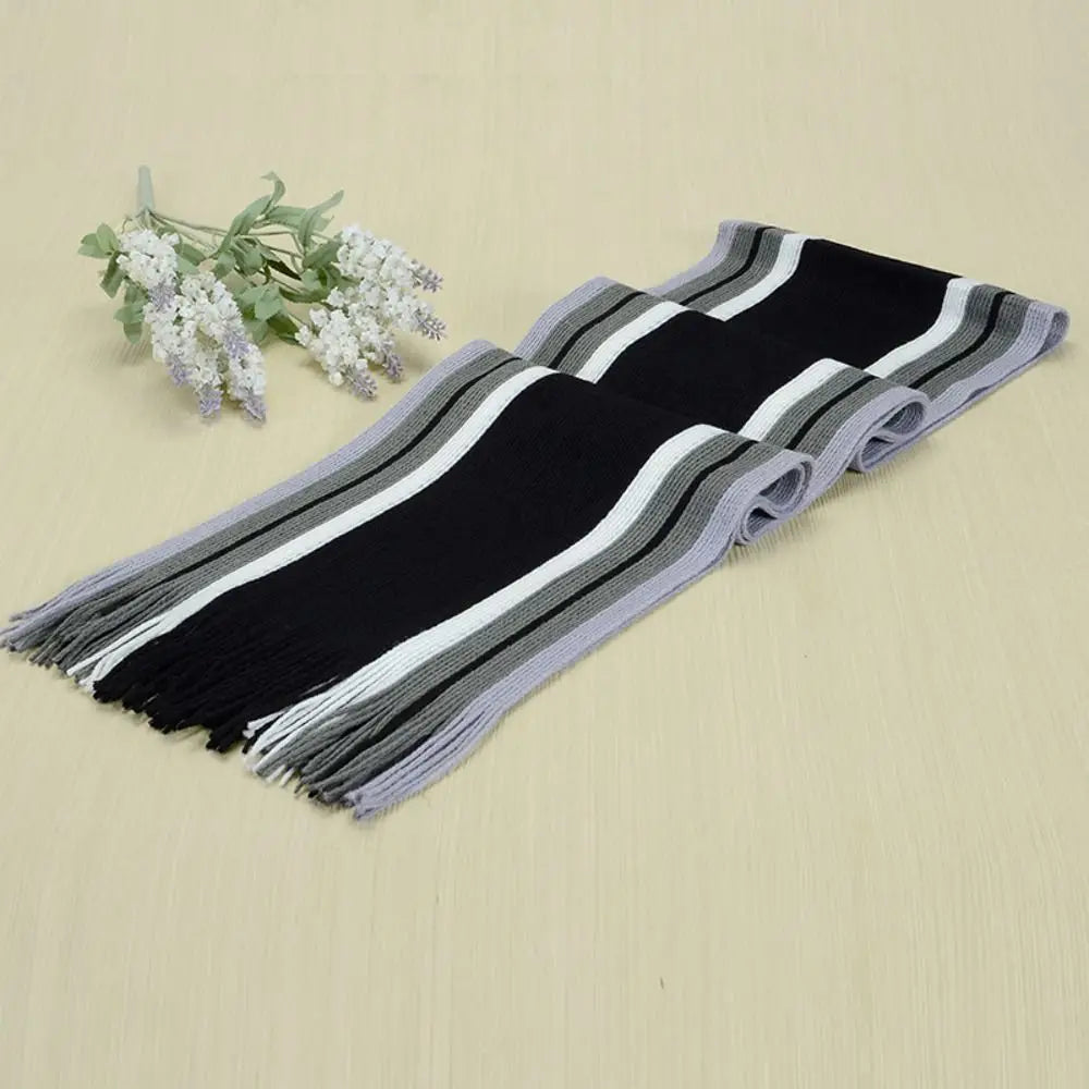 Men's Striped Winter Scarf with Tassels - Long Cashmere-Feel Wrap - photo 15