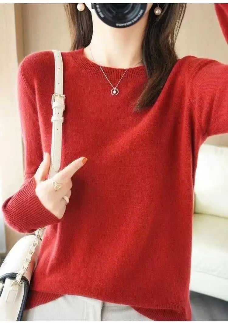 Women's Soft Knit Crew Neck Sweater, Basic Jumper