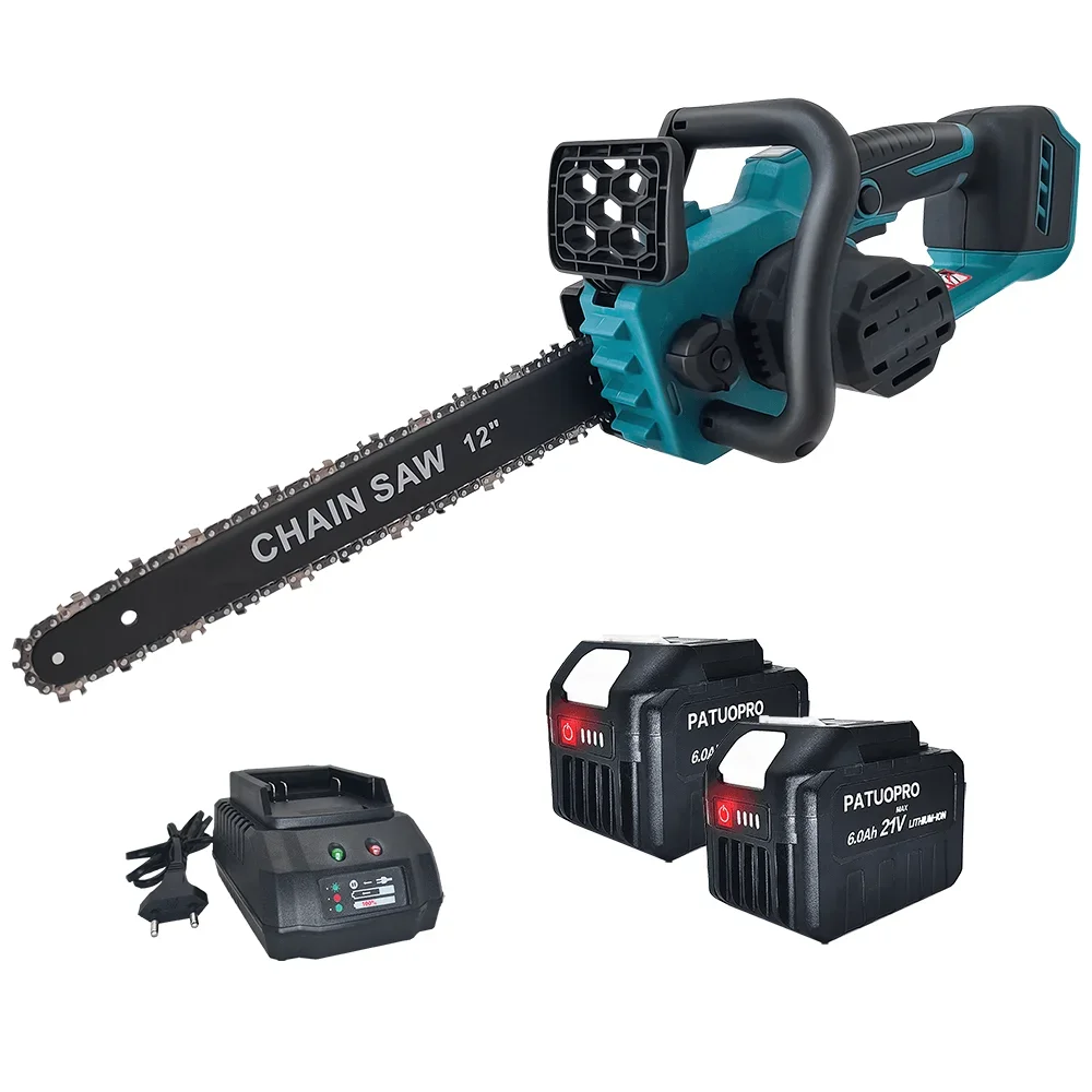 12 Inch Brushless Cordless Electric Saw Handheld Rechargeable Chainsaw Wood Cutting Garden Pruning Tool For Makita 18V Battery