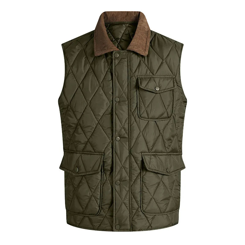 Men's Stand Collar Padded Vest - Sleeveless Winter Zip Waistcoat - photo 4