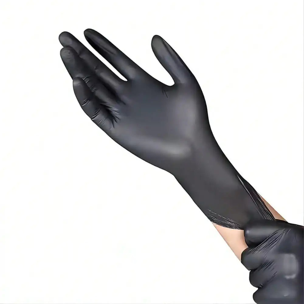 Heavy Duty Black Nitrile Gloves 100PCS, Food Safe Disposable Gloves for Cleaning, Cooking, Valentine's Day Prep & Car Care