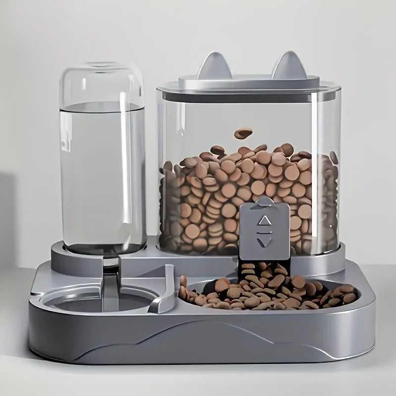 Gravity Cat Feeder and Water Dispenser, 2-in-1, No Battery
