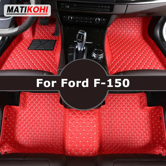 Custom-Fit Leather Car Floor Mats for Ford F-150 2009–2023 (Full Set)