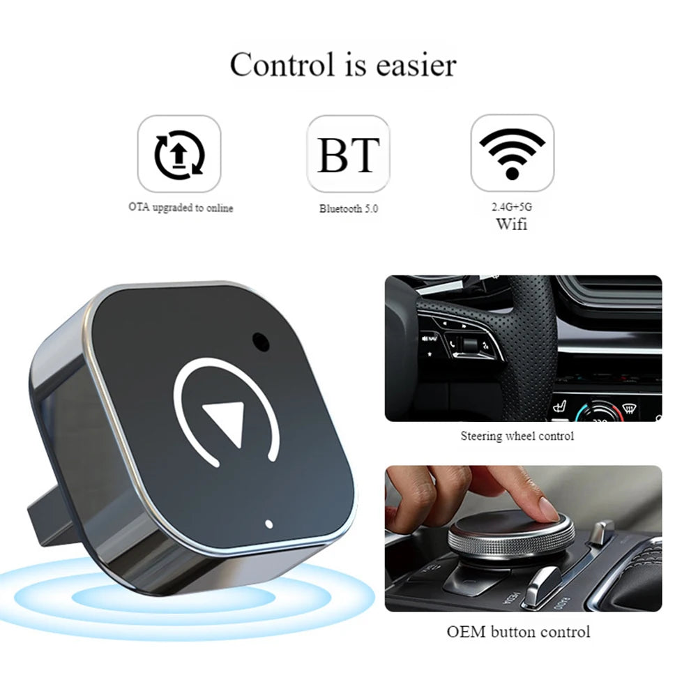 2-in-1 Wireless CarPlay & Android Auto Adapter — USB Smart Dongle, Auto-Connect, Plug and Play