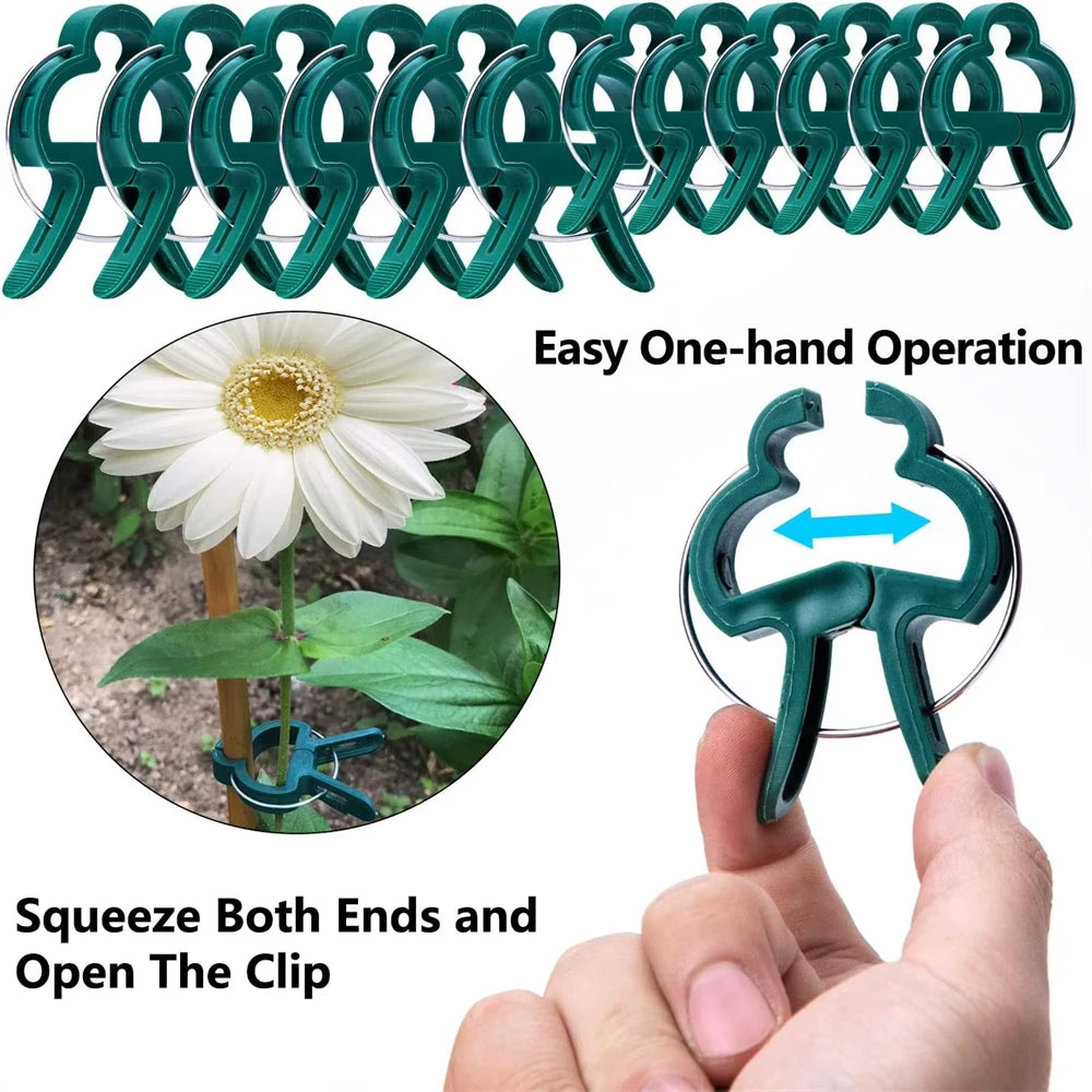 20Pc Adjustable Garden Plant Clips — Reusable Vine & Tomato Supports