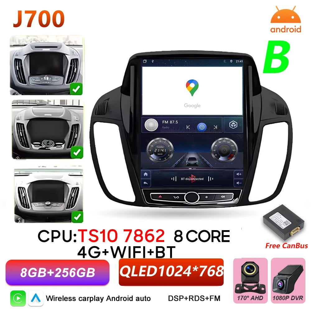 Car Stereo with Apple CarPlay & Android Auto, Compatible with Ford C-MAX, Kuga 2 & Escape 3