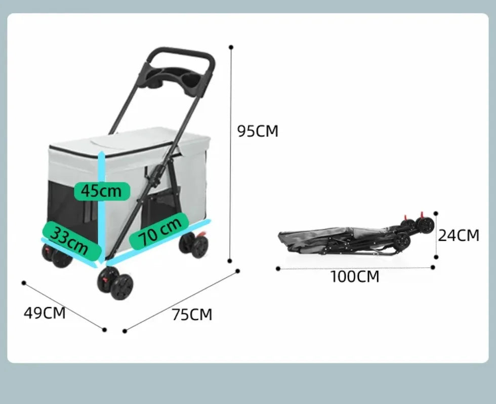 Folding Stroller for Medium & Large Dogs - Travel Pet Cart – photo 6