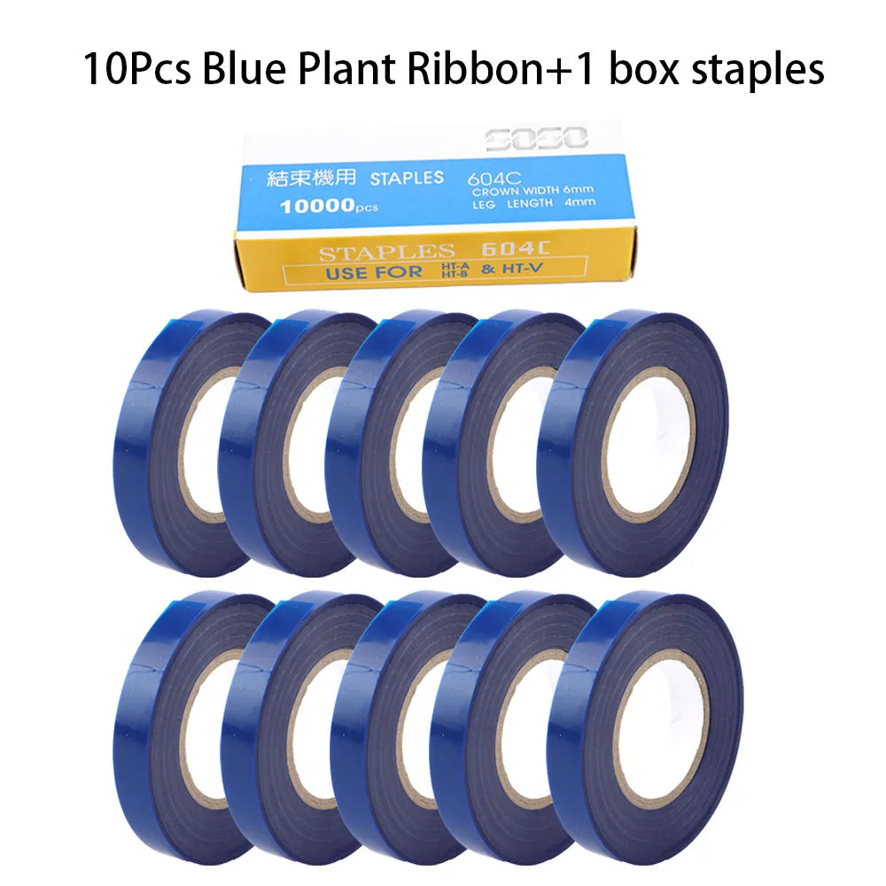  10/20Pcs PVC Plant Branch Tie Tape With 1 Box Staples Garden Package Tool For Garden Banding Machine Vegetable Fruit Tree Tape
