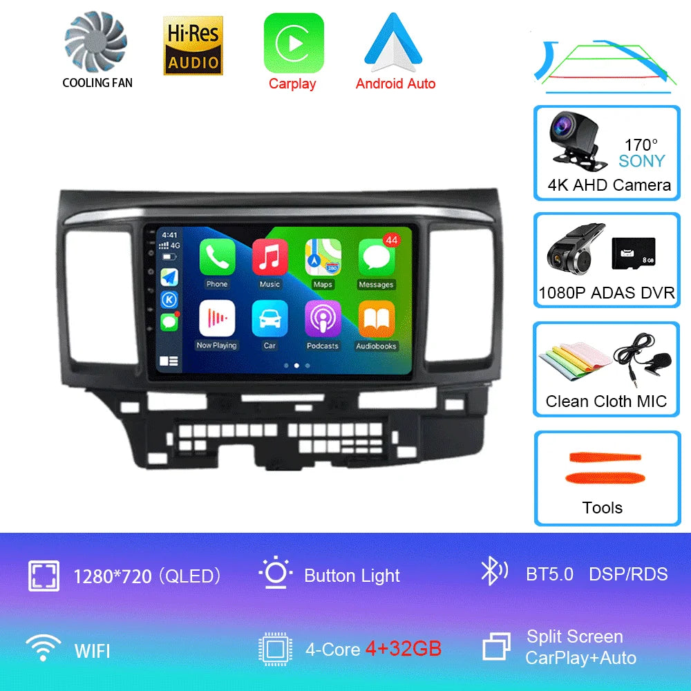 9" Android Car Stereo for Mitsubishi Lancer 9, 10 & X (2008–2016) — CarPlay, Android Auto, GPS, Touchscreen