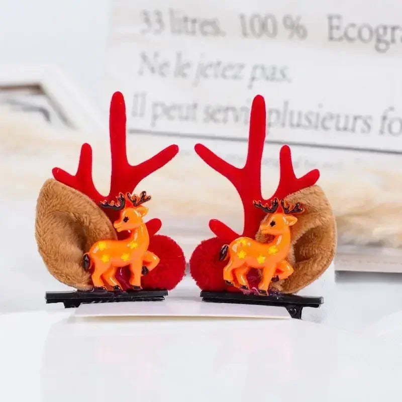 Xmas Antler Barrette Hairware New Year Girls Hairgrips Woman Party Ornament Accessories Christmas Hair Clips Deer Ear Hairpins