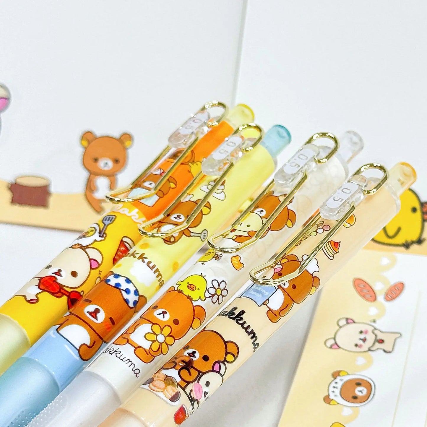 4/24pcs Kawaii Rilakkuma Bear Mechanical Pencil Set Stationery Refill Not Easy To Break Lead Automatic Pencil Wholesale Students