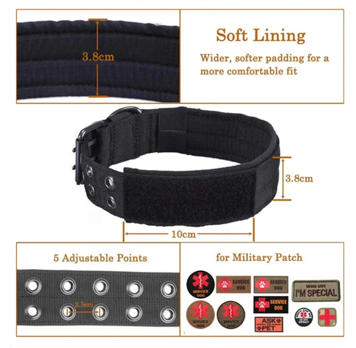 Tactical Dog Collar & Leash - Double Buckle Collar for Large Dogs - photo 6