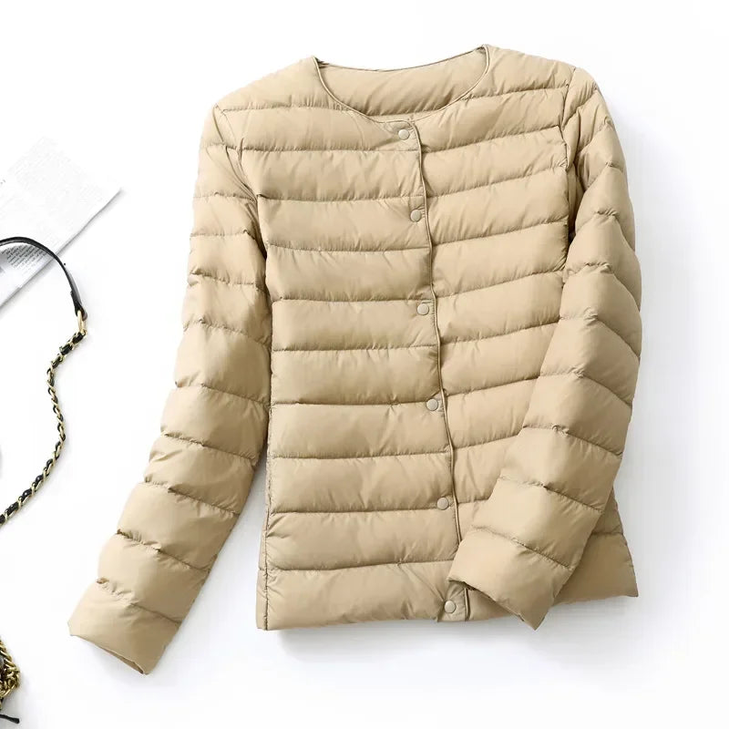 Women's Lightweight Puffer Jacket - Matte Short Winter Coat - photo 13