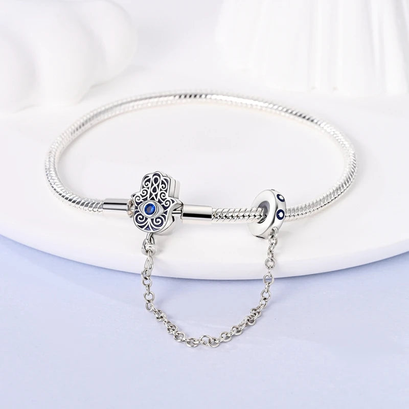 925 Sterling Silver Charm Bracelet – Star Moon Sun Four Leaf Clover Zircon | DIY Birthday Gift for Women (17-20cm)