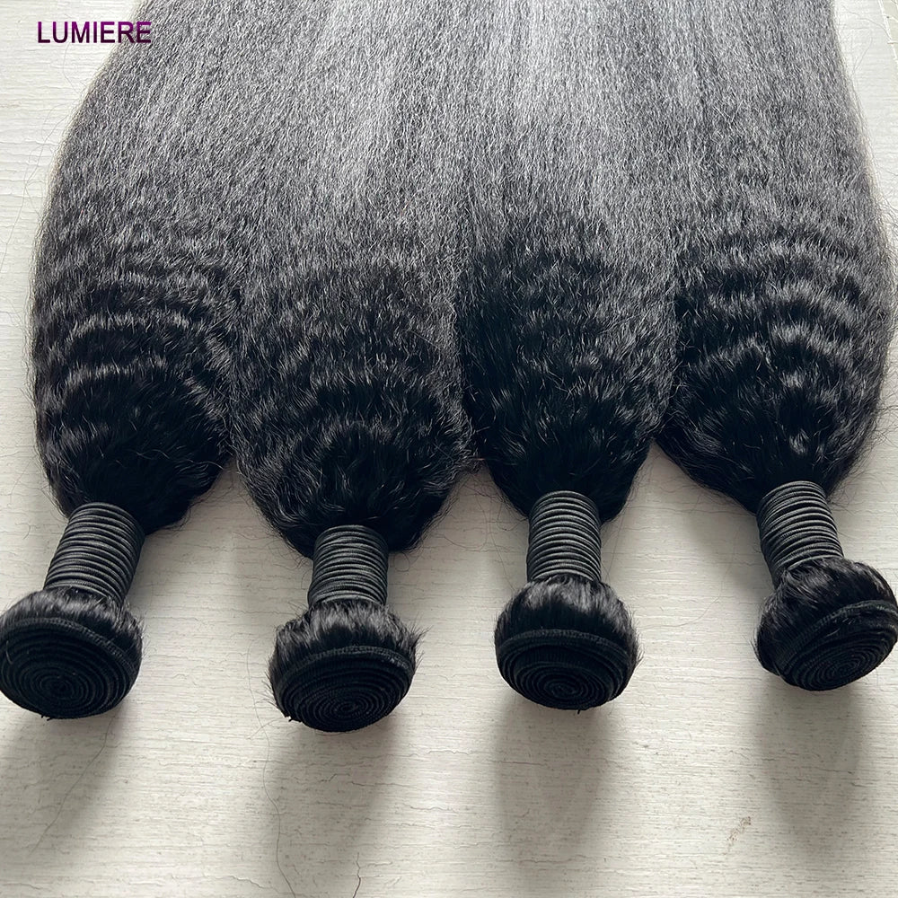 Kinky Yaki Straight Human Hair Bundles Deal Raw Virgin Human Hair Bundles Deal Brazilian Hair Extensions On Sale Clearance