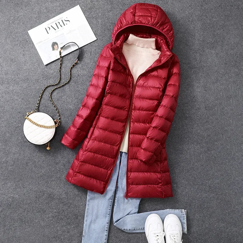 Women's Extra Long Puffer Coat - Detachable Hood Winter Jacket - photo 11