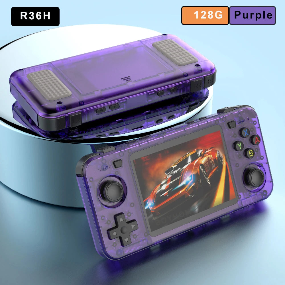 BOYHOM Green R36H Retro Video Game Console 3.5‘’ IPS Screen RK3326 3000 mAh Open Linux System Portable Player For Boys gift