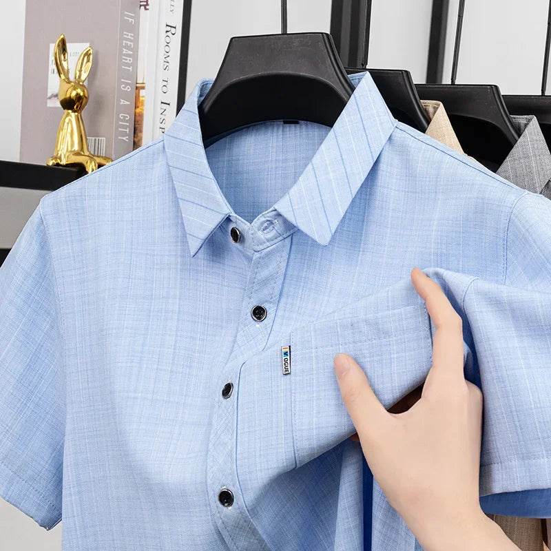 Men's Casual Short-Sleeve Shirt - Soft Wrinkle-Resistant, Travel