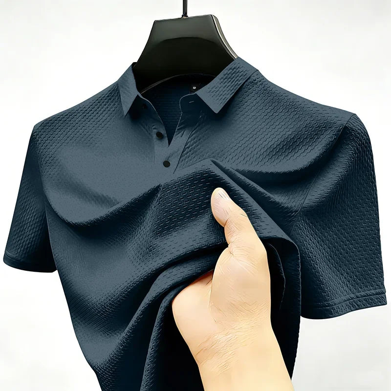 Men's Waffle-Knit Polo - Lightweight Breathable, Summer Base Layer