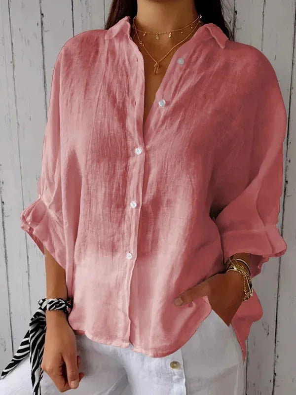 Women's Cotton-Linen T-Shirt — Loose Casual Short-Sleeve Summer Top