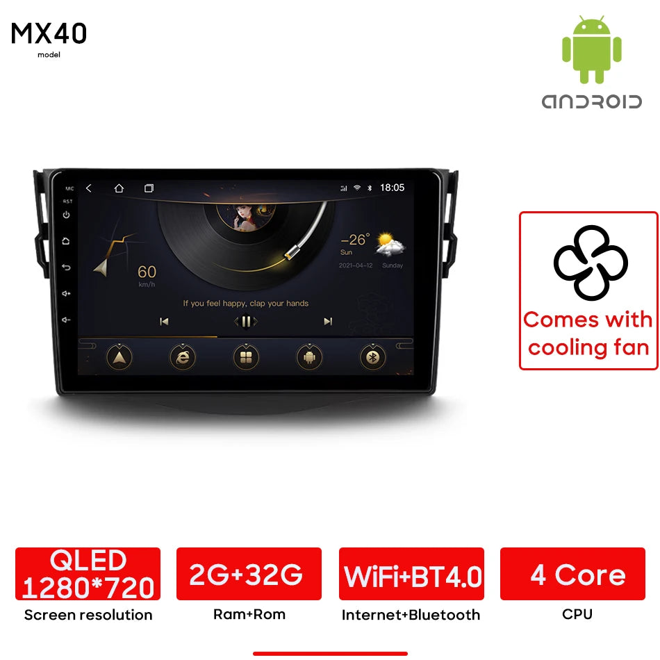 Car Stereo with Apple CarPlay & Android Auto, Compatible with Toyota RAV4 3 XA30 (2005-2016)