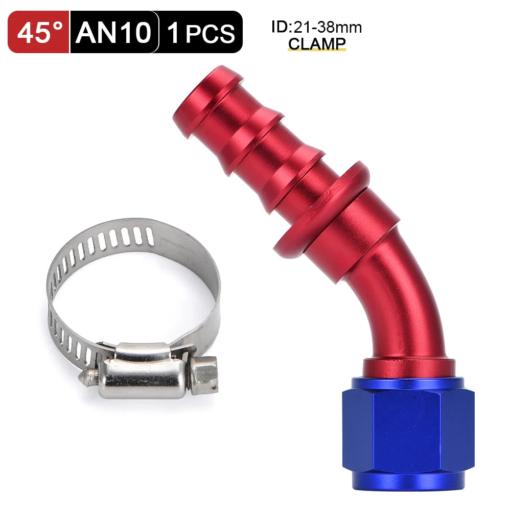 Universal AN6 AN8 AN10 Push-on Hose End Fittings Fuel Oil Cooler Hose Fitting 0 45 90 180 Degree Reusable Connection Adapter