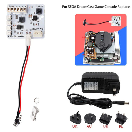 For SEGA DreamCast DreamPSU Rev2.0 12V Power Supply Board + Power Plug Adapte For AII DreamCart Game Console Replacement Parts