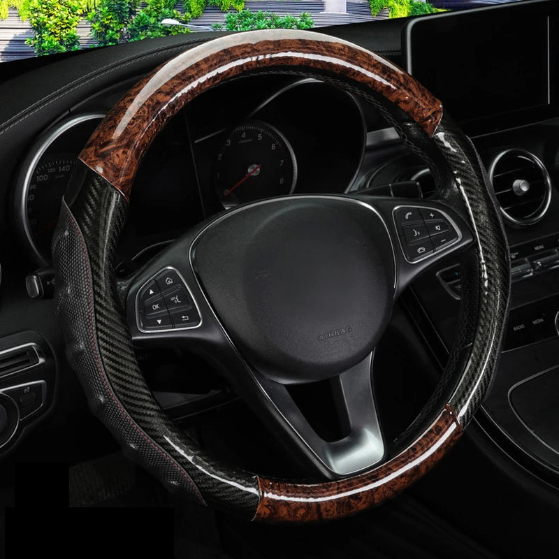 Car Truck PU Leather Embossed Steering Wheel Cover Steering-Wheel For Auto Diameters 36 38 40 42 45 47 50CM 7 Sizes to Choose