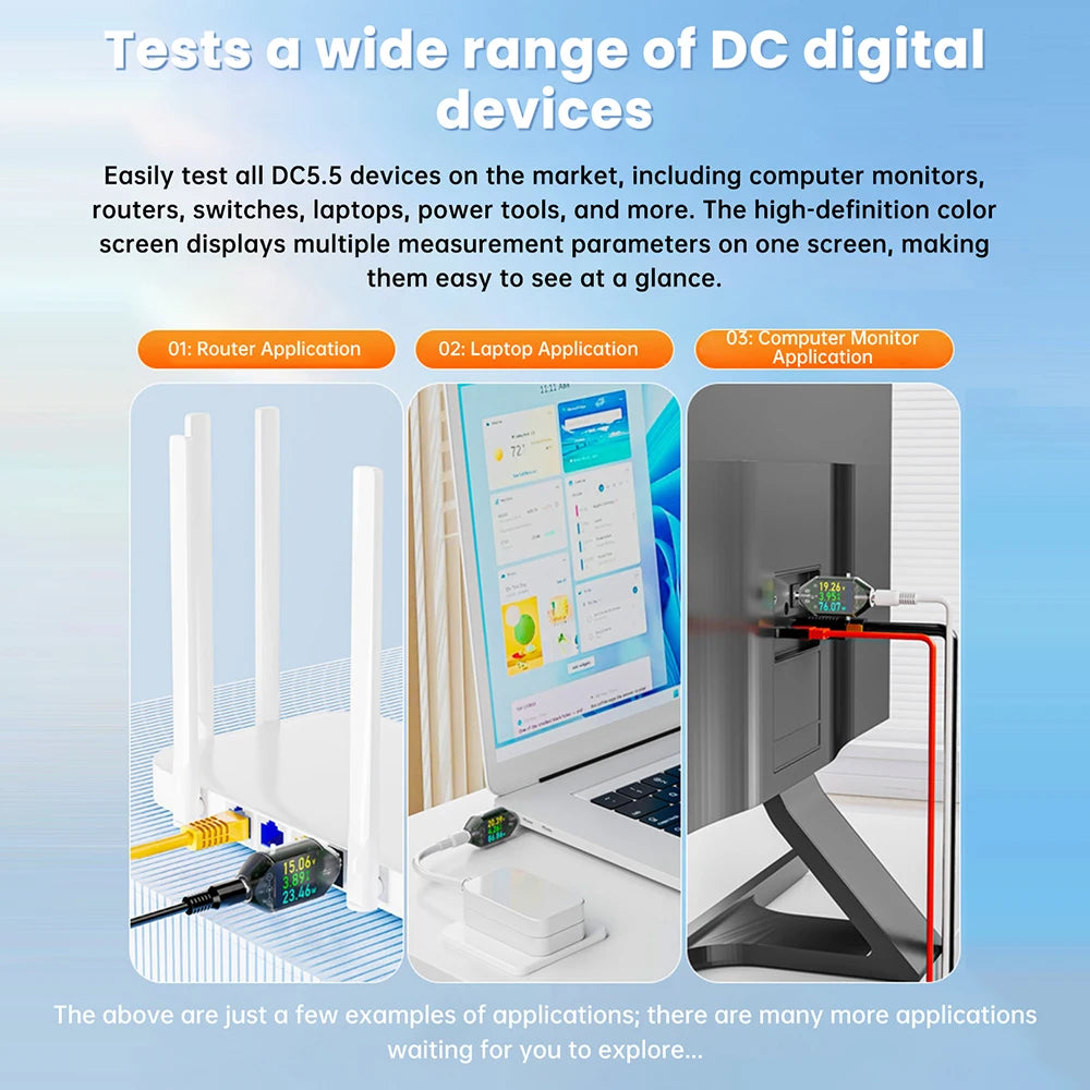 DC5.5 * 2.5 Interface Tester DC 4.5-50V 0-12A High-precision Voltage Current Tester Digital Voltmeter Ammeter Power Meter DT550