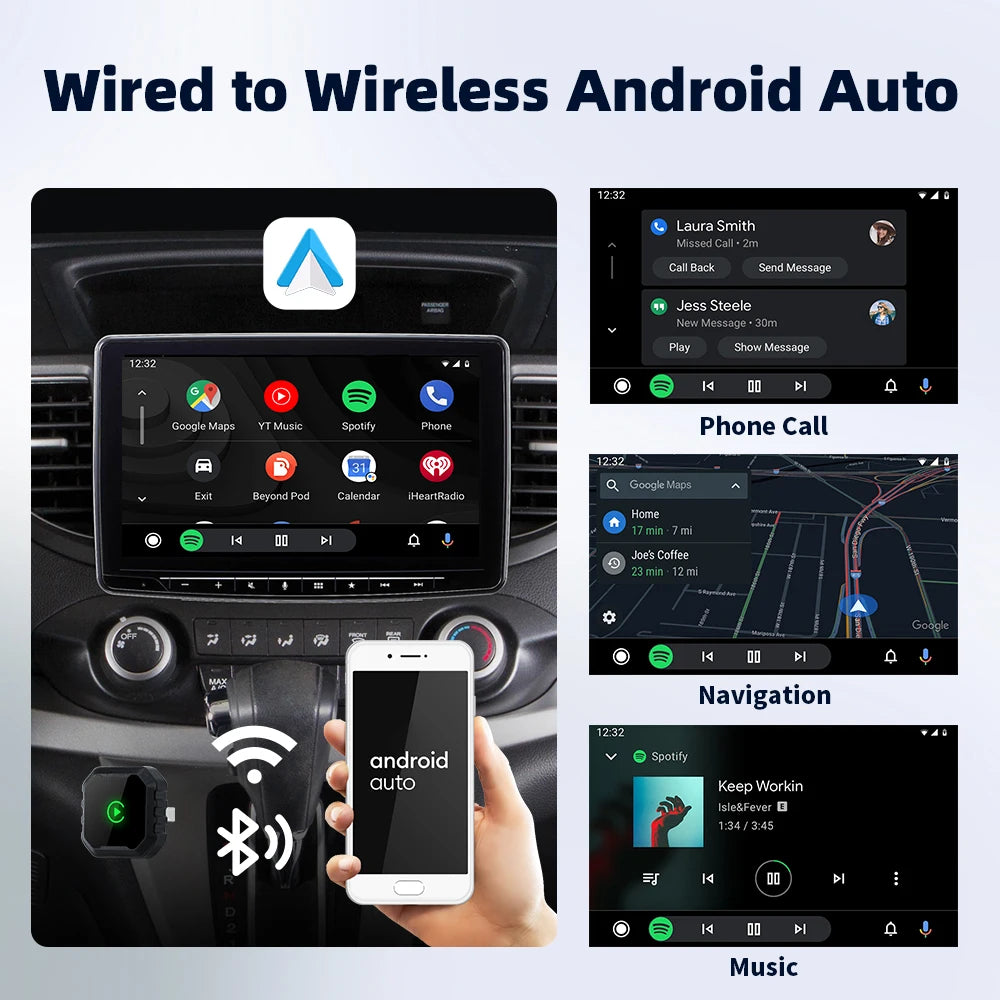 EKIY 2-in-1 AI Smart Box — Wired to Wireless CarPlay Dongle & Android Auto Adapter
