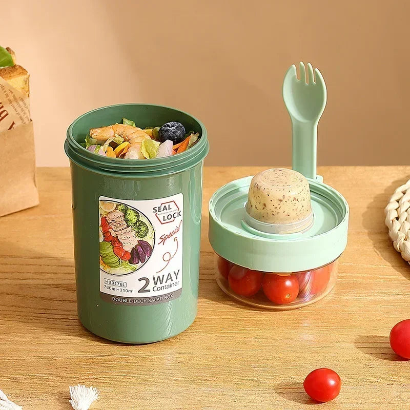 Salad & Breakfast To-Go Cup - Double Layer Yogurt Cereal Container - photo 4
