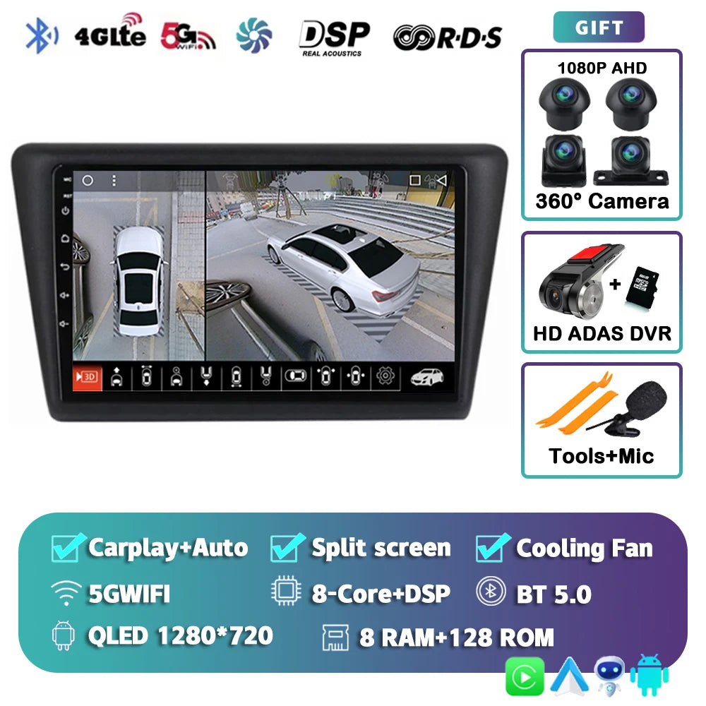 Android 16 Carplay Car Radio For VW Skoda Rapid 2013 2014 2015 2016 2017 2018 2019 Seat Toledo 2015 - 2018 GPS Multimedia Stereo