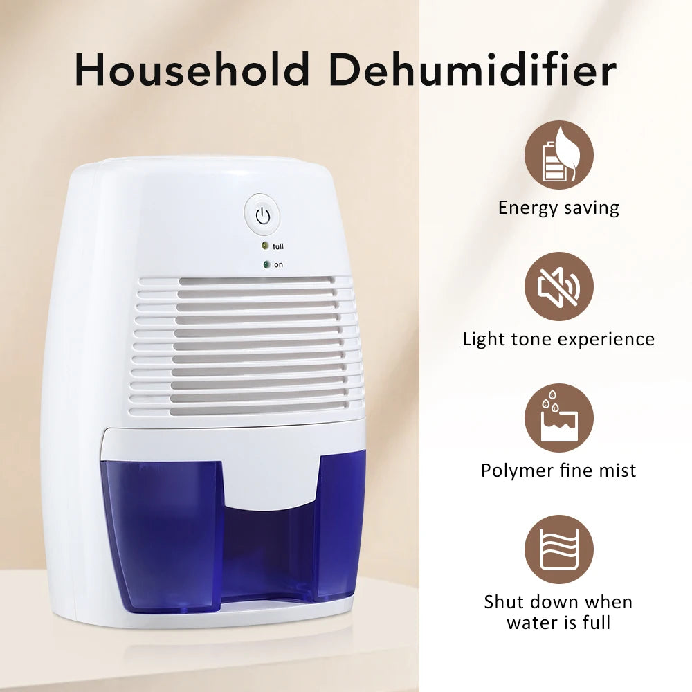 USB Powered Portable Dehumidifier Home Moisture Absorber for Bathroom Closet 500ml Mini Dehumidifier Prevent Mold Mildew & Odor