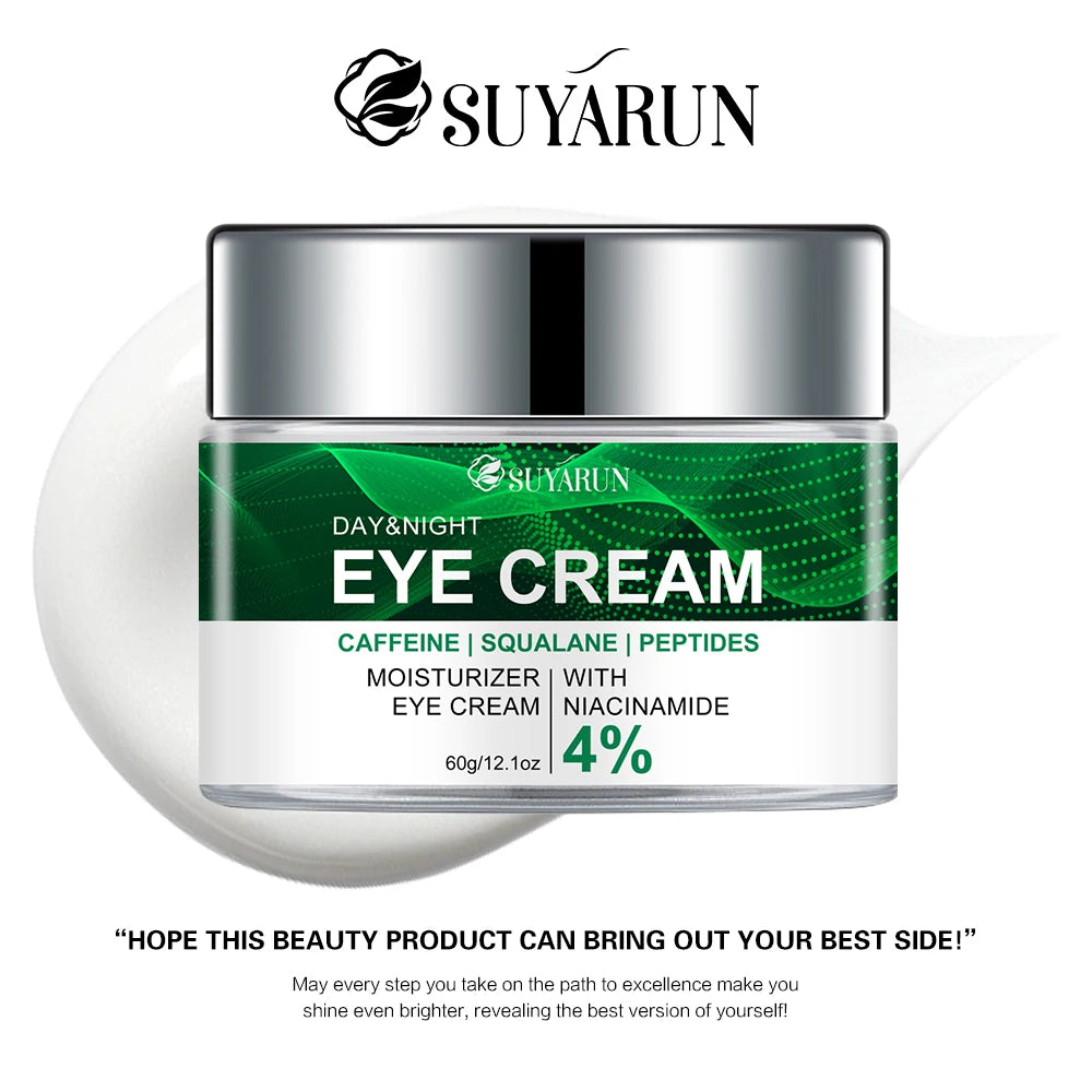 SUYARUN Anti-Aging Eye Cream Niacinamide & Plant Squalane Dark Circle Treatment, Wrinkles Reduction, Hydrating Care.-Glass Jar-