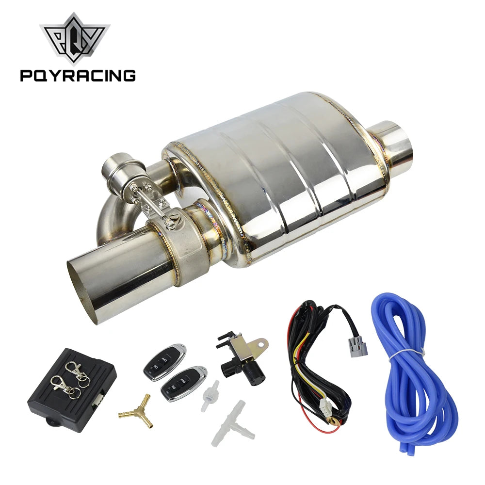 Stainless Steel 2.5" 3" 3.5" IN/OUT Tip On Single Exhaust Muffler Dump Valve Exhaust Cutout with Wireless Remote Controller Set