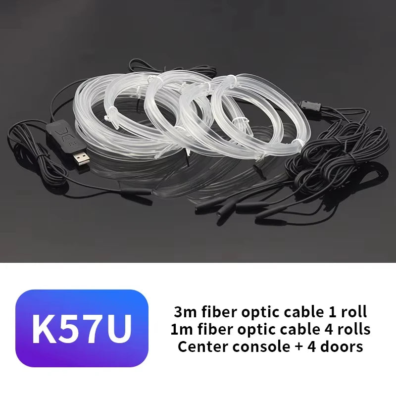 RGB Fiber Optic Car Ambient Light Strip with Music Sync (2-5m)