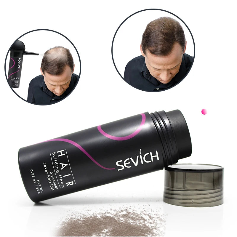 Sevich 25g Hair Building Fibers Keratin Hair Fiber Professional Instant Regrowth Powder for Men and Women Hair Loss Products