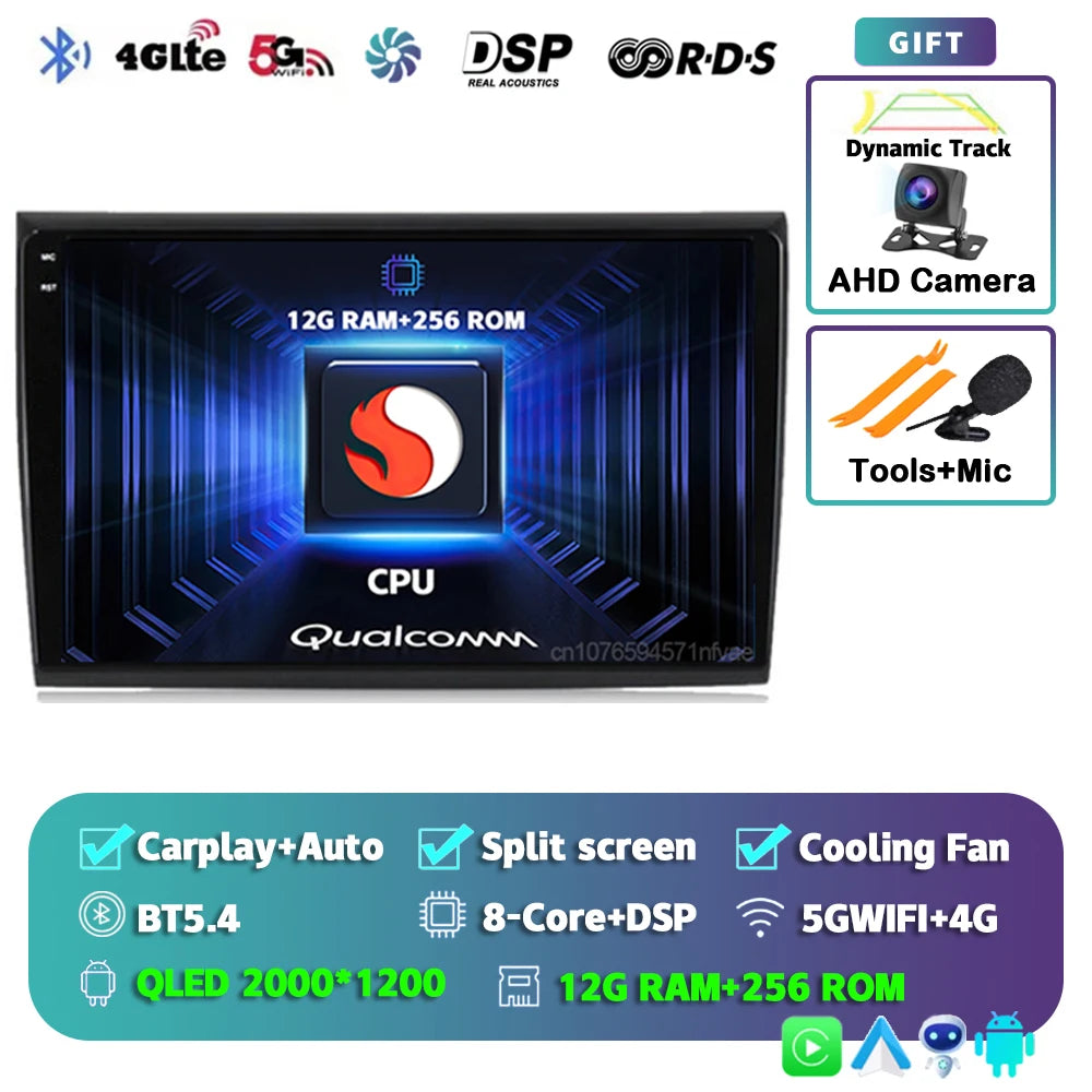 Car Stereo with Apple CarPlay & Android Auto, Compatible with Fiat Bravo 198 II (2007-2014)