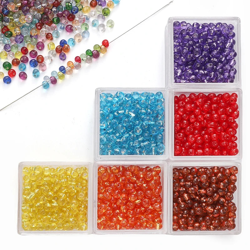 110pcs 4mm Silver Lined Seed Beads Water Drop Shape Czech Glass Beads For DIY Jewelry Making Crafts Charms Bracelets Accessories